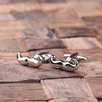 Personalized Engraved Mustache Cuff Link Set Front T-025056