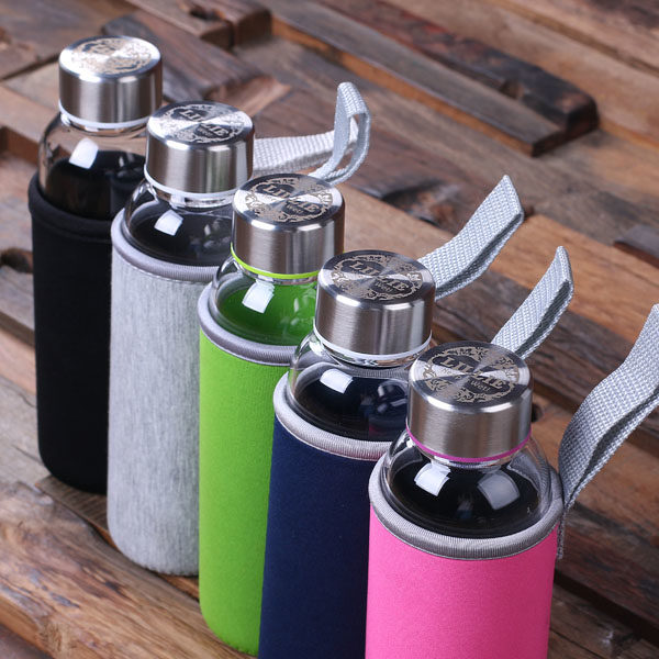 Personalized Glass Insulated Water Bottle in All Colors Cap Closeup T-025252