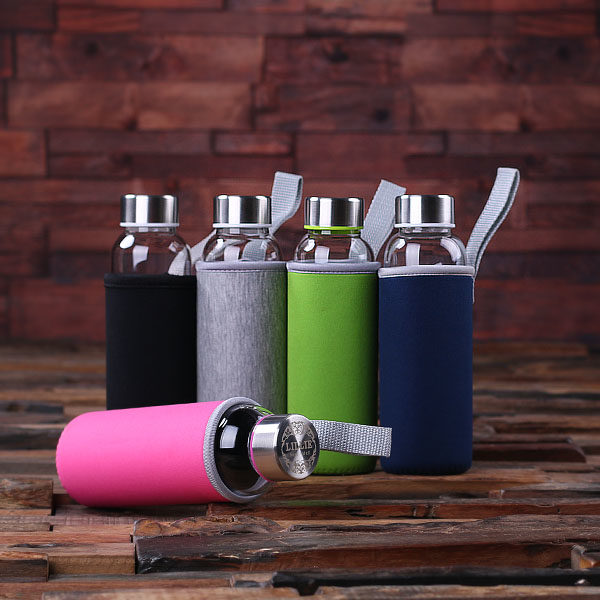 Personalized Glass Insulated Water Bottle in All Colors Closeup T-025252-AllColors