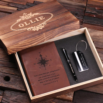 Personalized Journal, Black Travel Tag, & Pen Gift Set T-024976-Black