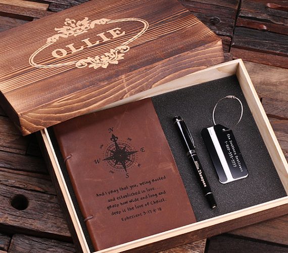 Personalized Journal, Black Travel Tag, & Pen Gift Set T-024976-Black