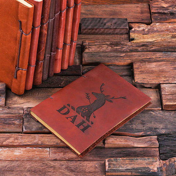 Personalized Leather Notebook Journal Diary – Buck Print T-024205-00060 (3)