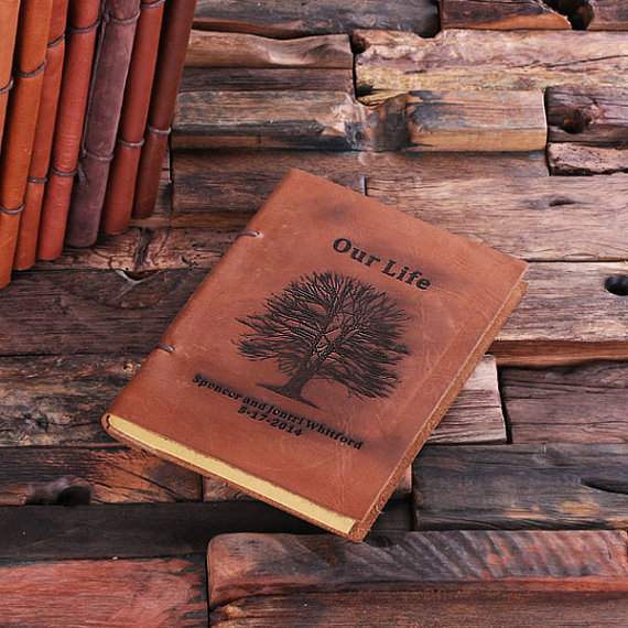 Personalized Leather Notebook Journal Diary – Tree Design T-024205-00054 (3)