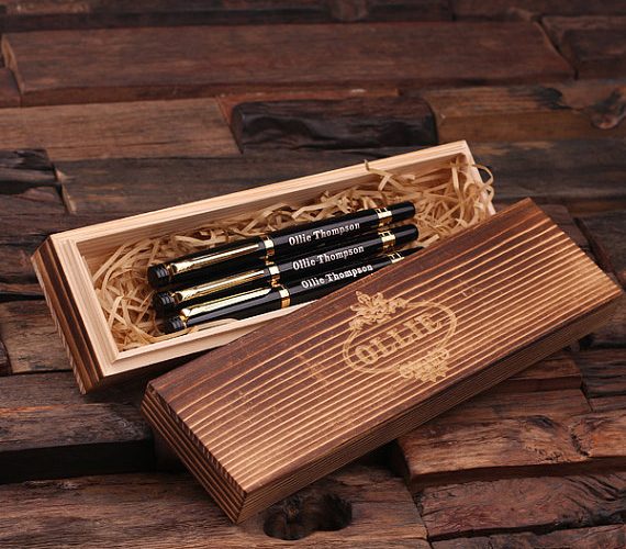 Personalized Metal Pen Set with Gold or Silver Hardware & Box T-025072