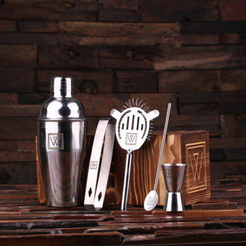 Personalized Monogrammed 5-pc Stainless Steel Cocktail Set T-025077