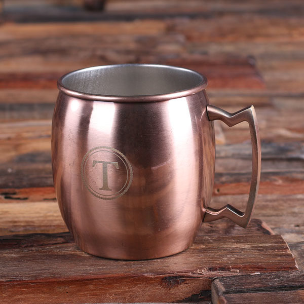 Personalized Moscow Mule Stainless Steel Copper Finished Mug Front Closeup T-025179