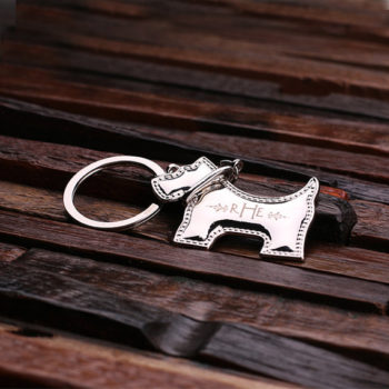 Personalized Polished Stainless Steel Schnauzer Dog Key Chain T-025035