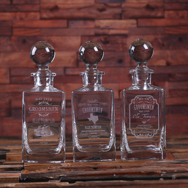 Personalized Round Lid Whiskey Decanter - Design Different Styles T-025161