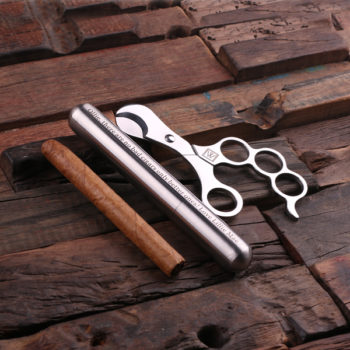 Personalized Stainless Steel Cigar Holder & Cutters Gift Set T-025041