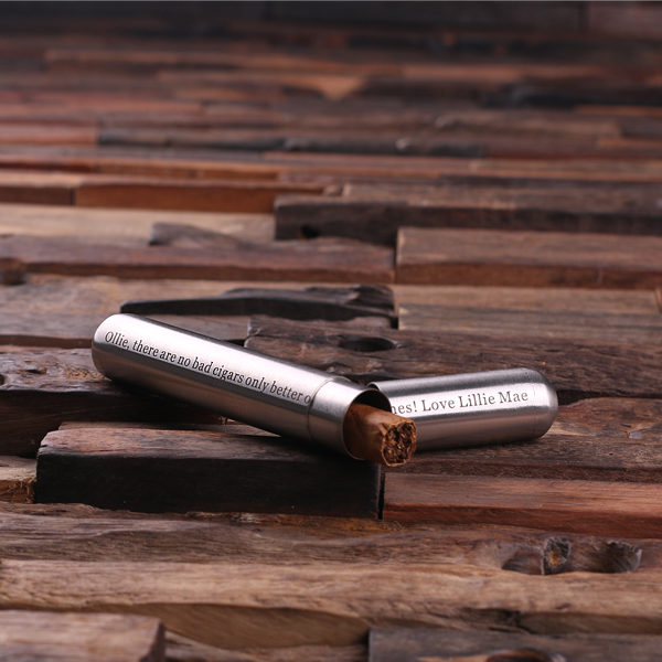 Personalized Stainless Steel Cigar Holder T-025041