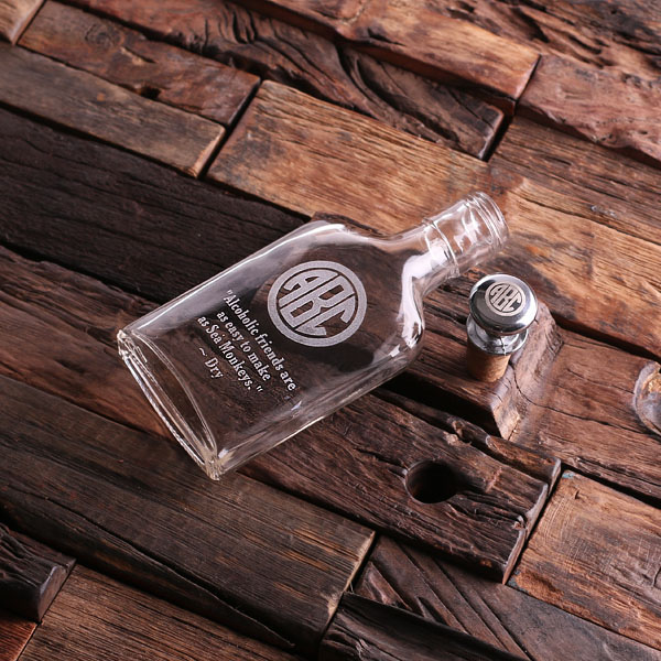 Personalized Vintage Style Whiskey Flask & Custom Antique Stopper T-025137 Personalized Vintage Style Whiskey Flask & Custom Antique Stopper T-025137