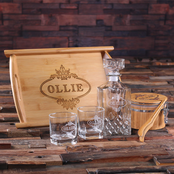 Personalized Whiskey Decanter Set Engraving Details T-025233