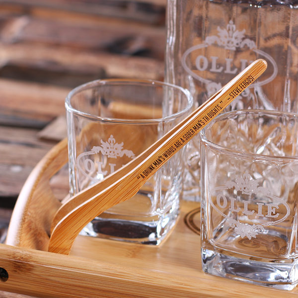 Personalized Whiskey Tongs, Decanter, and Glasses T-025233