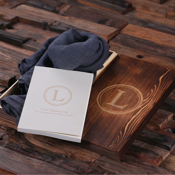 Shawl & Personalized Journal Inside Keepsake Box Gift Set in Slate T-025133-Slate