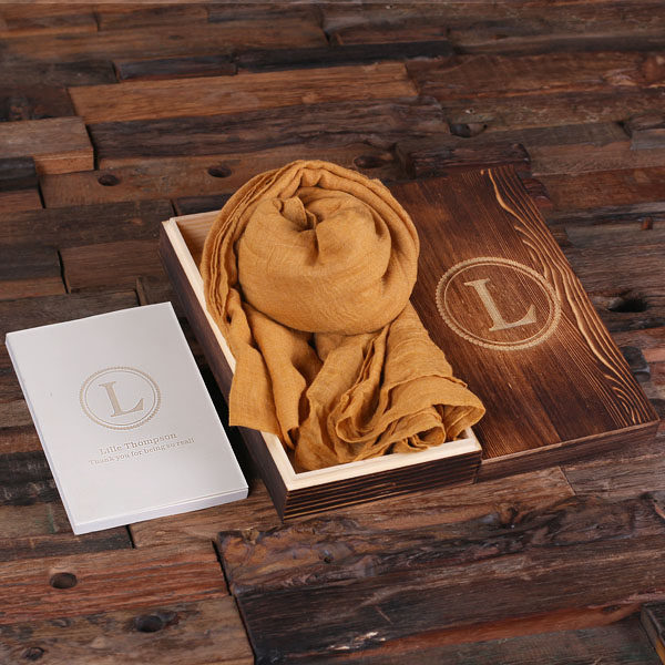 Shawl, Personalized Journal & Keepsake Box Gift Set in Golden T-025133-Golden