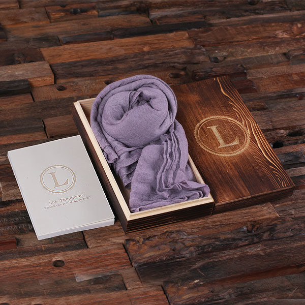 Shawl, Personalized Journal & Keepsake Box Gift Set in Lavender T-025133-Lavender