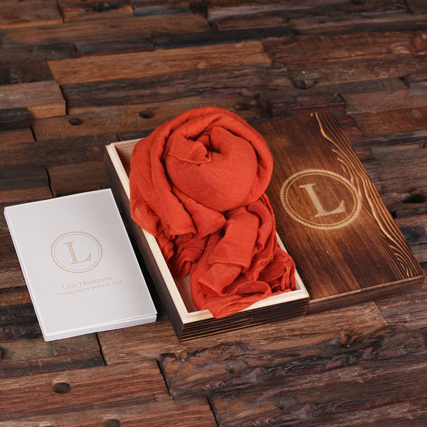 Shawl, Personalized Journal & Keepsake Box Gift Set in Orange T-025133-Orange