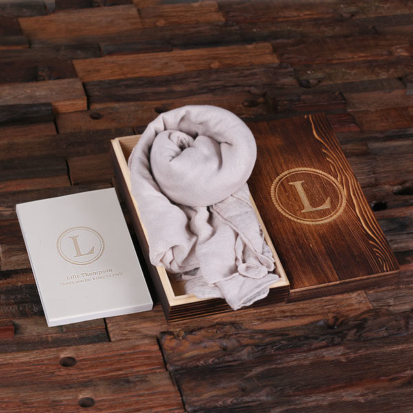 Shawl, Personalized Journal & Keepsake Box Gift Set in Pebble T-025133-Pebble