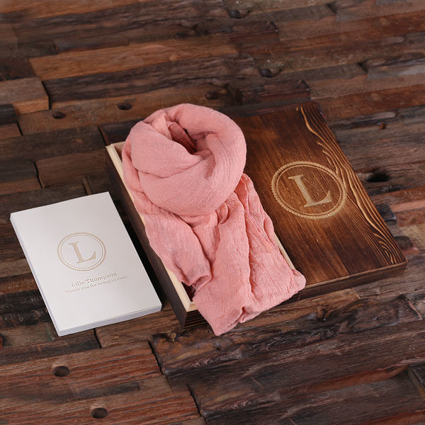 Shawl, Personalized Journal & Keepsake Box Gift Set in Pink Blush T-025133-PinkBlush
