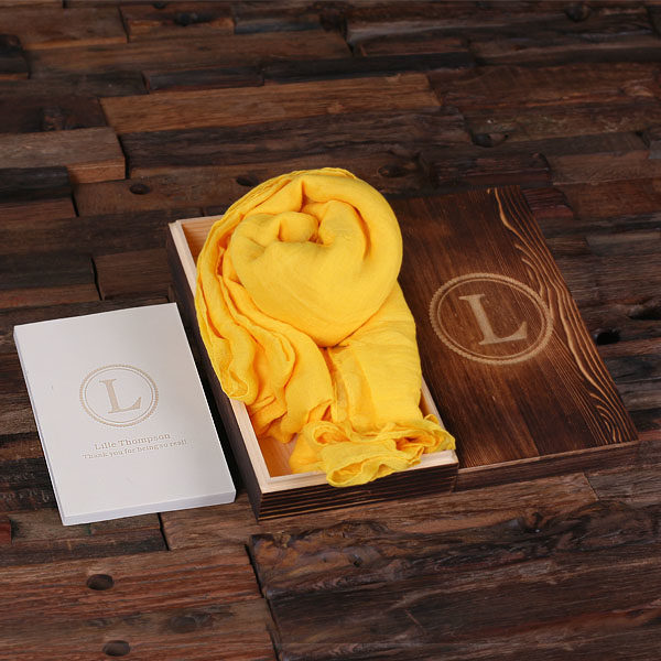 Shawl, Personalized Journal & Keepsake Box Gift Set in Yellow T-025133-Yellow