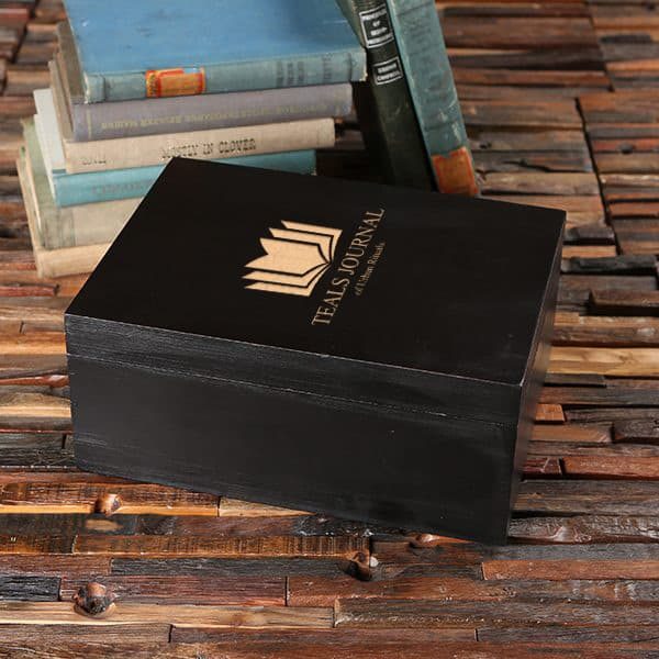 Customized personalized black, brown, white pine wood boxes.