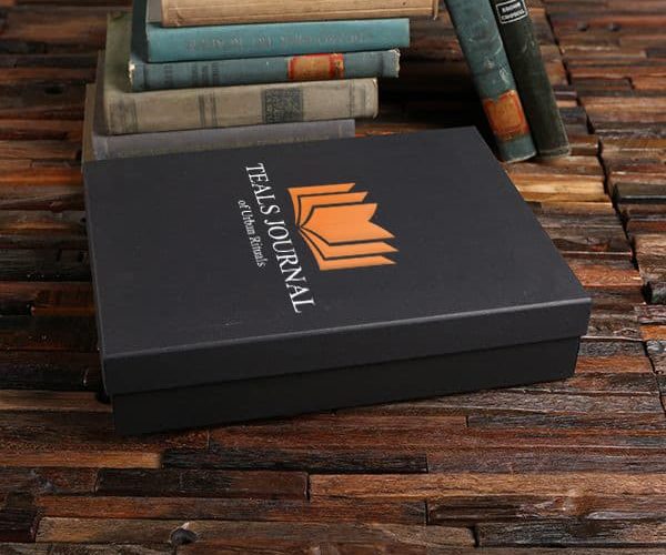 Customized personalized black kraft paper boxes.