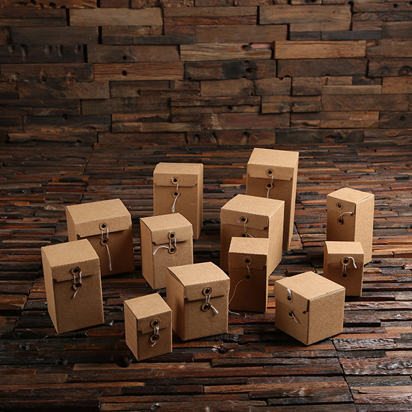 Customized Decal Included Kraft Corrugated Boxes with String & Button
