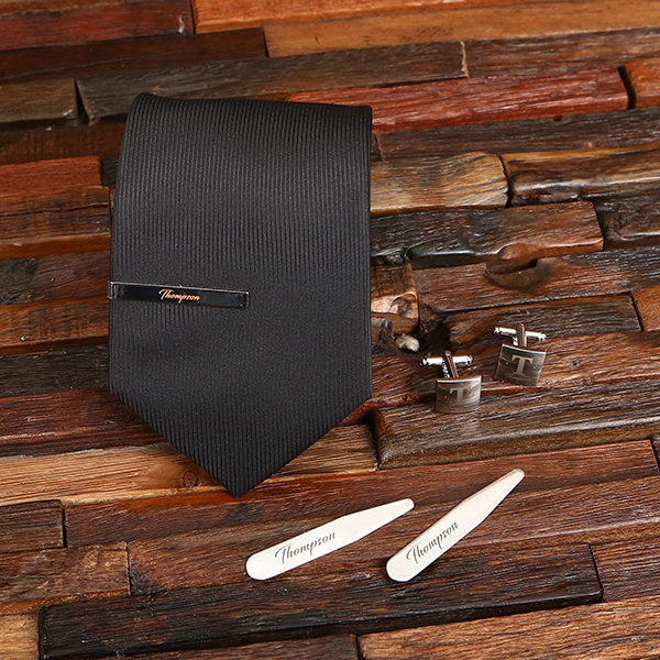 Personalized Men's Tie & Accessories Groomsmen Gift Set Idea - Teals ...