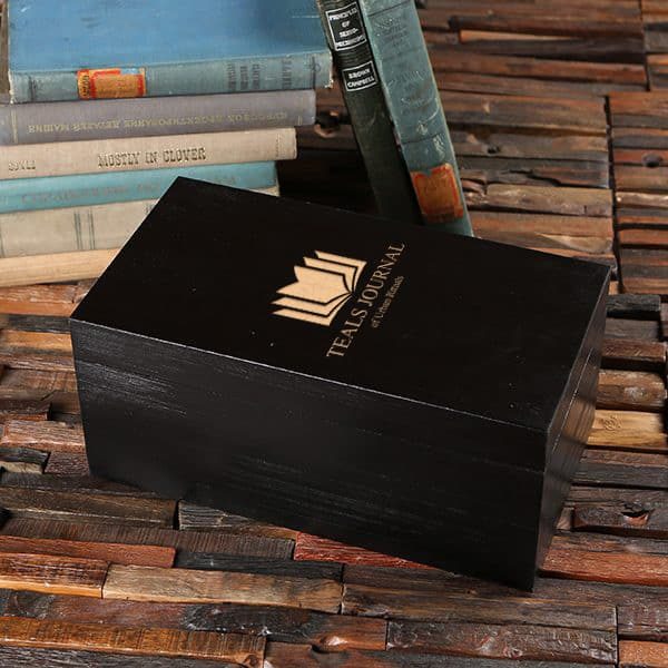 Customized personalized black, brown, white pine wood boxes.
