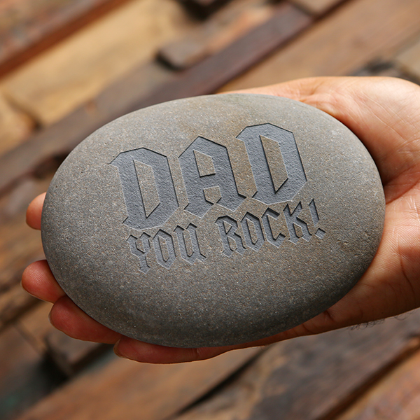 Personalized Walnut Desktop Stand and Rock with Gift Bag and Box T-027727