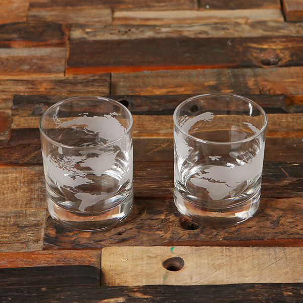 Whiskey Glass Set with Bar Tray
