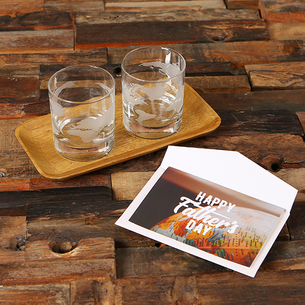 World Map Whiskey Glass Set with Bar Tray, Greeting Card, and Keepsake Gift Box T-027715 (6)