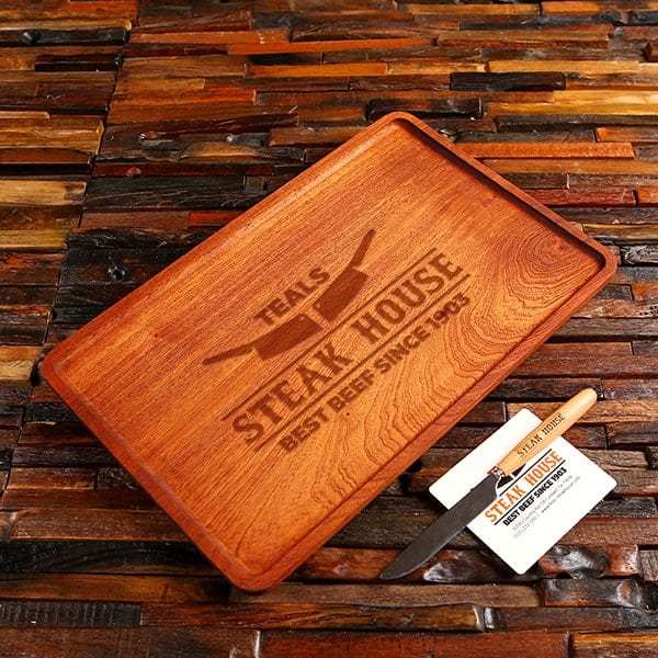 Rectangular Restaurant African Mahogany Cutting Boards Wholesale Laser Engraved Teals Prairie
