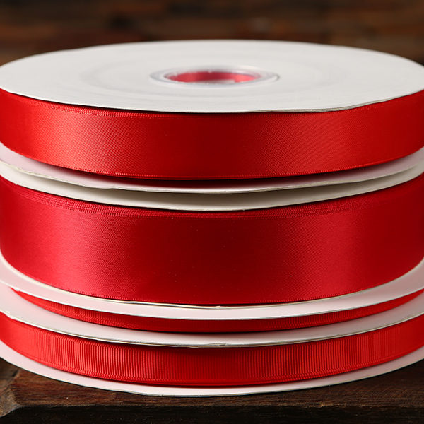 Ribbon #250 Red- Double Faced Satin or Grosgrain In 9 Sizes and 196 Colors  [Free Swatches Available] - Teals Prairie & Co.®