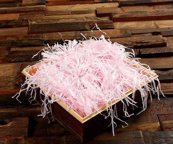 pink shredded paper gift bag filler