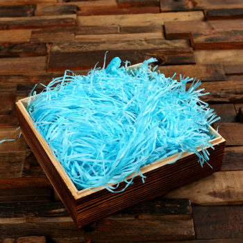turquoise shredded paper gift bag filler