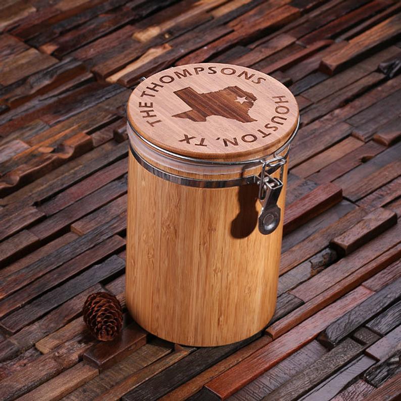 Personalized Food Safe Bamboo Canisters in Multiple Sizes T-024234 (L)