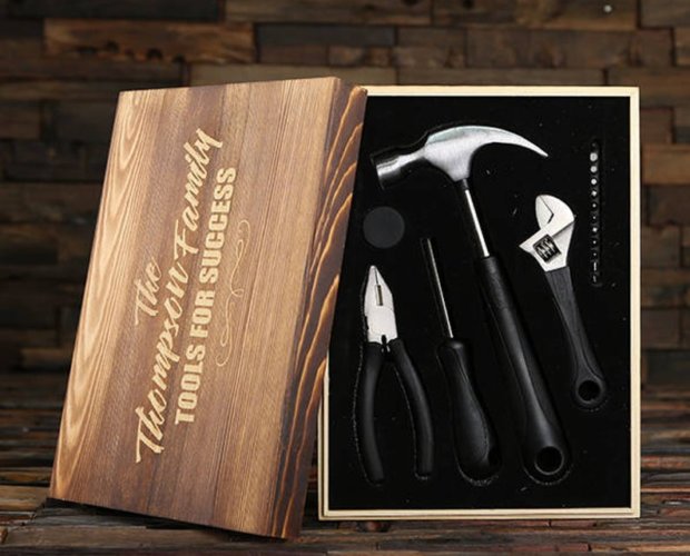 Personalized Tool Set with Wood Box