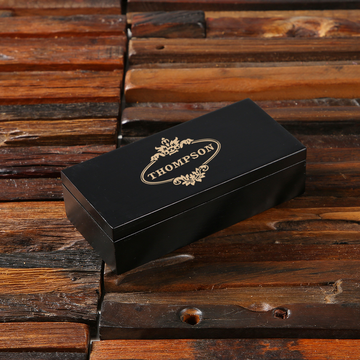 Personalized Rectangular Cufflink, Money Clip, and Tie Clip Box Set - Teals  Prairie & Co.®